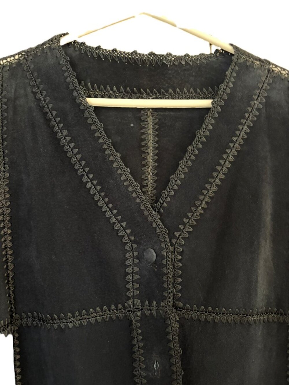 Navy Suede Patchwork Vest Size 2X - Picture 3 of 5
